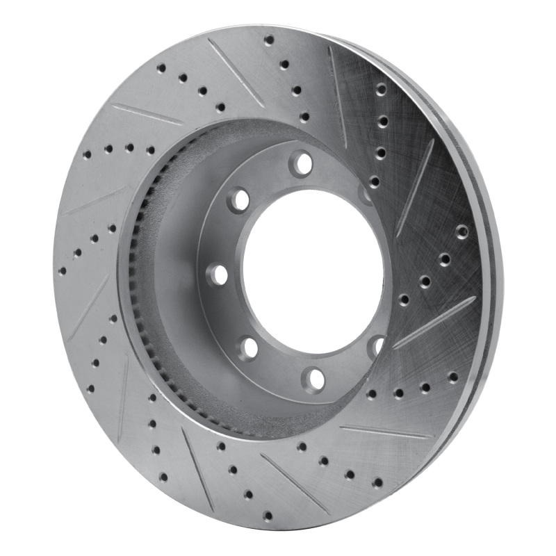 Ford F-350 Super Duty Brake Rotor (1) - Front Left - R1 Concepts - Drilled & Slotted - Silver - `12-`25